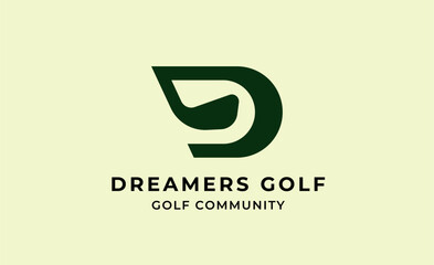 Monogram logo design initial D and Golf. Golf ball, golf stick and sport typography concept. Club and community template design. Club and community template design.