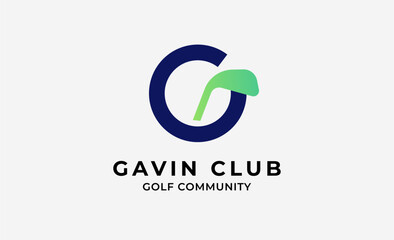 Monogram logo design initial G and Golf. Golf ball, golf stick and sport typography concept. Club and community template design. Club and community template design.