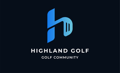 Monogram logo design initial H and Golf. Golf ball, golf stick and sport typography concept. Club and community template design. Club and community template design.