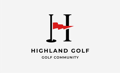 Monogram logo design initial H and Golf. Golf ball, golf stick and sport typography concept. Club and community template design. Club and community template design.