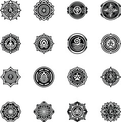 Pack of Glyph Style Reiki Strength Symbol Icons
