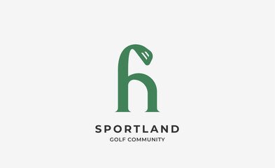 Monogram logo design initial H and Golf. Golf ball, golf stick and sport typography concept. Club and community template design. Club and community template design.