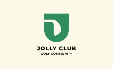Monogram logo design initial J and Golf. Golf ball, golf stick and sport typography concept. Club and community template design. Club and community template design.