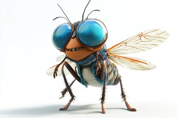 Fototapeta premium Colorful animated insect character posing playfully for attention in a bright setting