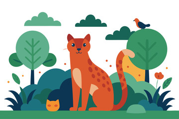 Naklejka premium Feline Illustration - Detailed Animal Artwork for Nature Lovers