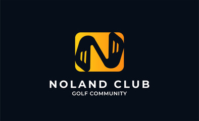 Monogram logo design initial N and Golf. Golf ball, golf stick and sport typography concept. Club and community template design. Club and community template design.