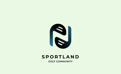 Obraz premium Monogram logo design initial N and Golf. Golf ball, golf stick and sport typography concept. Club and community template design. Club and community template design.