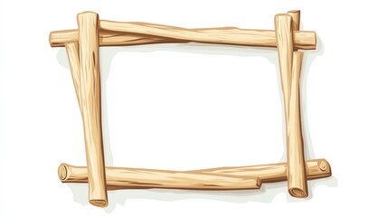 a 2D cartoon illustration of a DIY photo frame made of craft sticks, simple and fun, white background--ar 16:9