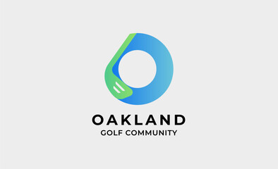 Monogram logo design initial O and Golf. Golf ball, golf stick and sport typography concept. Club and community template design. Club and community template design.