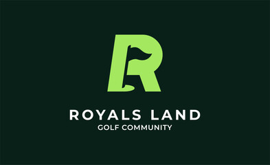 Monogram logo design initial R and Golf. Golf ball, golf stick and sport typography concept. Club and community template design. Club and community template design.