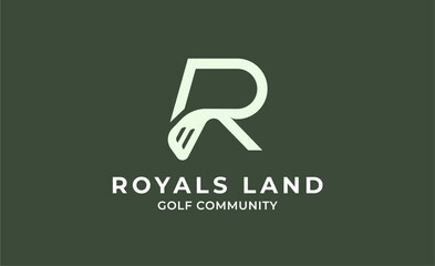 Monogram logo design initial R and Golf. Golf ball, golf stick and sport typography concept. Club and community template design. Club and community template design.