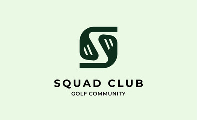 Monogram logo design initial S and Golf. Golf ball, golf stick and sport typography concept. Club and community template design. Club and community template design.
