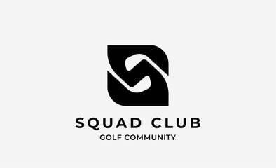 Monogram logo design initial S and Golf. Golf ball, golf stick and sport typography concept. Club and community template design. Club and community template design.