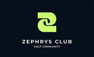 Monogram logo design initial Z and Golf. Golf ball, golf stick and sport typography concept. Club and community template design. Club and community template design.