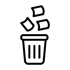 Litter Bin Vector Line Icon Design