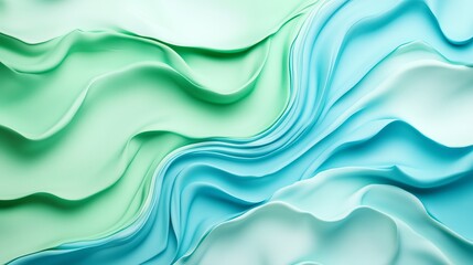 Fototapeta premium Smooth Wavy Texture: Abstract Teal to Green Gradient Background - made with Generative AI