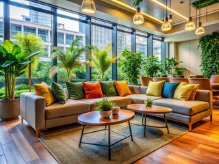 Fototapeta premium Modern Comfortable Generative AI Seating Design: Candid Photo