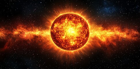 Fiery star emitting intense energy in space.
