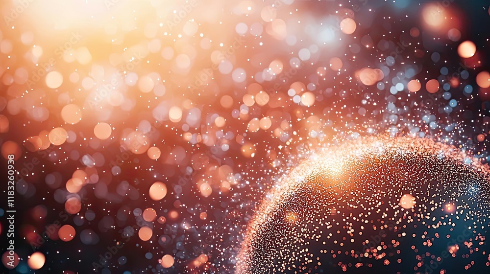 Poster Chinese new year fireworks concept. Abstract glowing particles create a dynamic and colorful cosmic background.