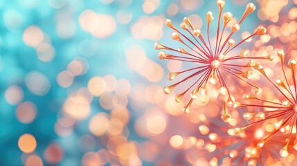 Chinese new year fireworks concept. Beautiful abstract flower-like shapes with vibrant colors and soft bokeh background.