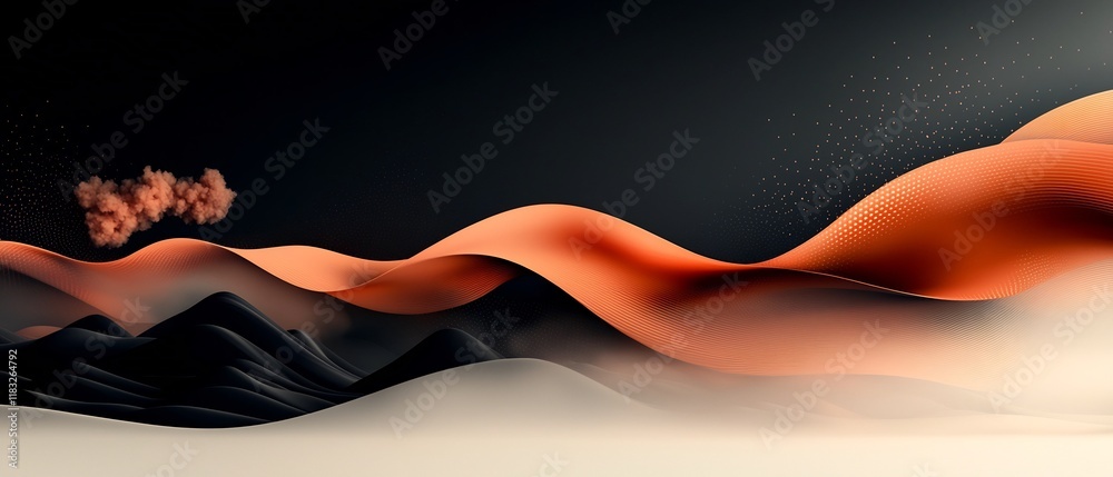 Poster mesmerizing atmospheric abstract scene featuring a dark background and a captivating wave like patte
