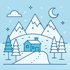 winter landscape vector illustration