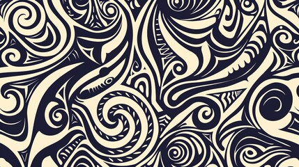 Obraz premium maori tattoo seamless pattern wallpaper
