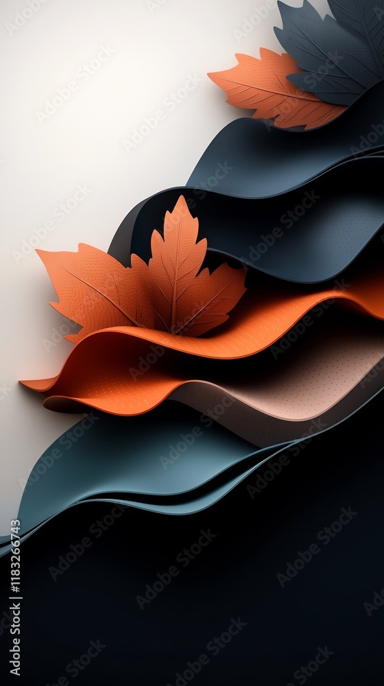 Poster atmospheric abstract dark background with soft pastel dots and flowing lines composing a wave shaped