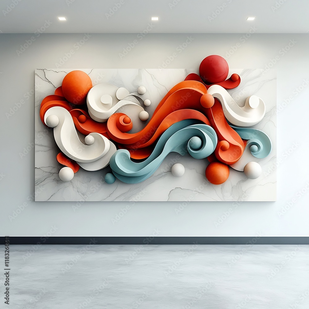 Aufkleber mesmerizing marble like digital artwork with intricate intersecting shapes and curves rendered in a 
