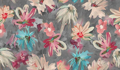 Seamless Colorful tie dye shibori print. Seamless hand drawn batik pattern.Rug textured background. Modern batik wallpaper tile. Watercolor pattern for fabric, clothes, wallpaper. Ethnic design.