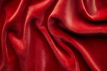 Obraz premium Texture of red satin fabric as background, close-up.