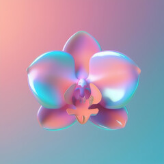 Fototapeta premium Vibrant orchid flower display nature scene 3d art pastel background close-up view floral aesthetics