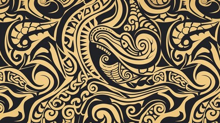 maori tattoo seamless pattern wallpaper