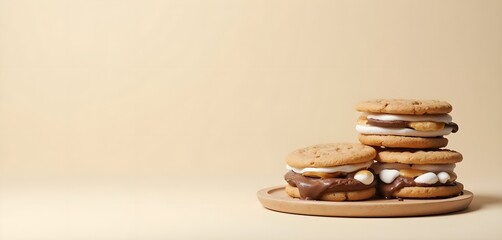 S'mores Stuffed Cookies on Light Plate with Golden Crust