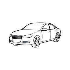 Car transport line art vector illustration
