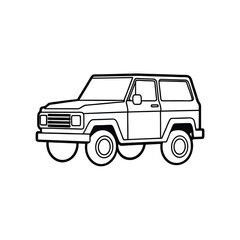 Car transport line art vector illustration