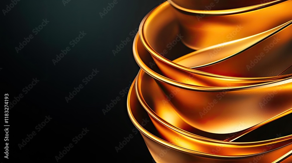 Poster gold abstract background concept. abstract golden swirling shapes with a smooth texture and dark bac