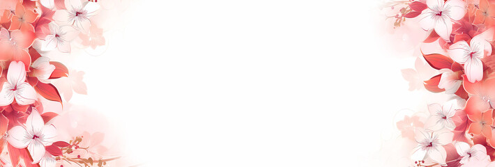 Orange flowers on white. Banner with autumn flowers. Banner. Generated AI.