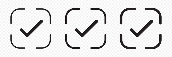 Isolate Check mark vector icon set, Outline Tick button symbol, Blue and Green vote and Testing symbol, Choice, Check list graphic elements, Approve, Confirm icons for business and Testing