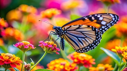 Obraz premium Monarch Butterfly on Vibrant Flowers: Stunning Nature Stock Photo