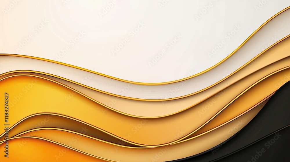 Poster gold abstract background concept. abstract waves in orange and black create a modern and elegant bac