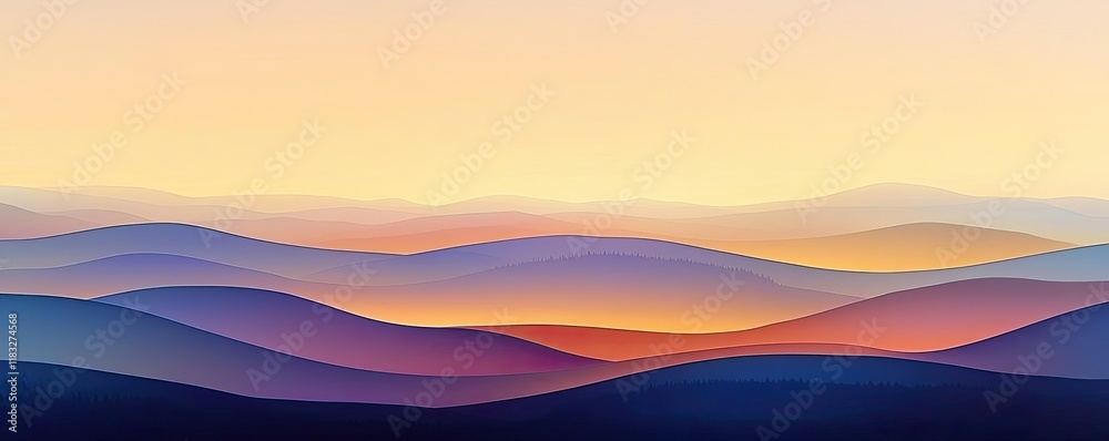 Aufkleber Scenery abstract background idea. Abstract landscape with soft waves and pastel colors creating a serene atmosphere.