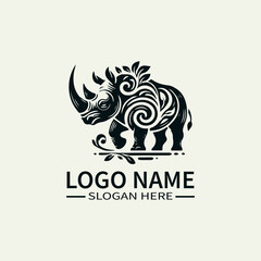 Rhino Vector Logo Design, Powerful Rhino Logo, Wildlife Logo with Rhino, Endangered Rhino Logo, Bold Rhino Logo