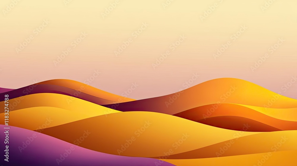 Poster scenery abstract background idea. a colorful abstract landscape featuring wavy hills in warm shades 