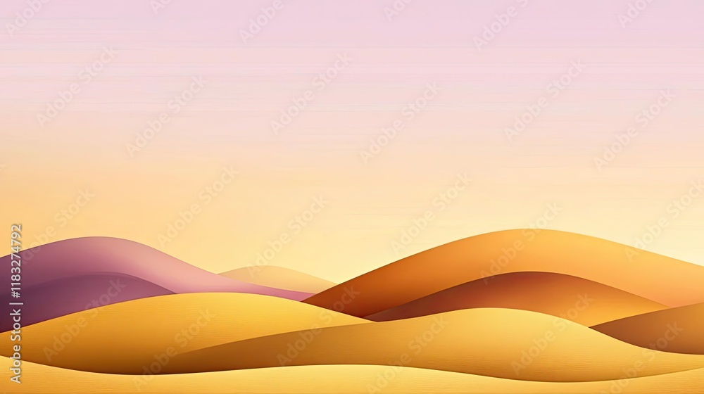 Poster Scenery abstract background idea. Abstract view of colorful sand dunes at sunset with soft pastel colors in the sky.