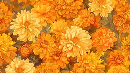 marigold seamless pattern wallpaper
