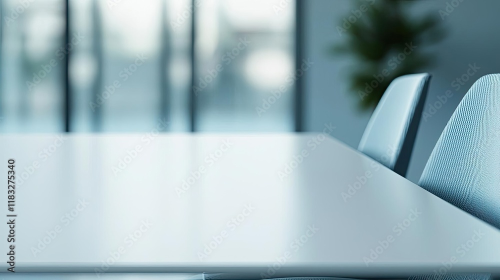 Poster minimal furniture idea. modern workspace with a clean table and minimalist design, perfect for colla