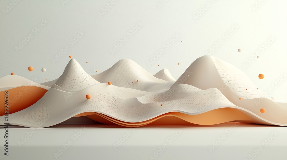 Poster pastel abstract mountain landscape with flowing wave pattern in 3d rendering on white background min