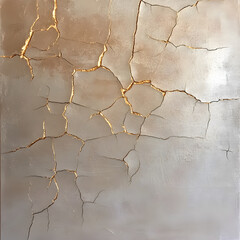 Cracked wall texture with golden shimmer, creating unique artistic effect