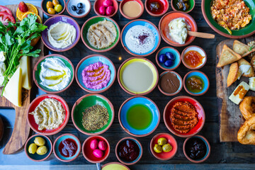 Traditional Colorful Turkish Breakfast Photo, Üsküdar Istanbul, Turkiye (Turkey)
